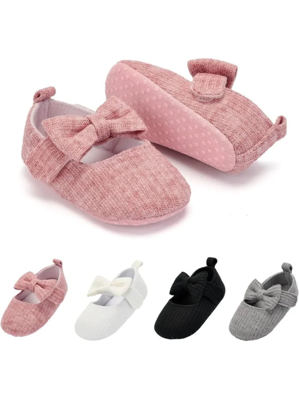 Adorable Baby Girls' Mary Jane Flats with Bow | Soft Sole Non-Slip Crib Shoes